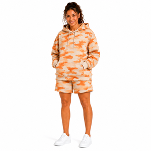 Wholesale Women Camo Short <b>Set</b> Oversized Hoodie Drawstring Shorts Two Piece Short <b>Set</b> Camouflage Print Casual Tracksuit Outfit - Product Image 1