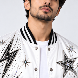 Chaqueta Bomber Moderna para Hombre con Pedrería, Chaqueta de Alta Calidad con Cristales y Diseño de Estrellas Único para un Estilo Casual Urbano - Product Image 6