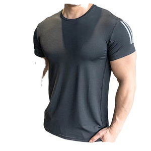 T-shirt sans manches pour homme, col rond, noir, coupe ajustée, séchage rapide, tricoté, couleur unie, longueur normale - Product Image 4