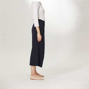 ODM algodón poliéster cintura elástica pantorrilla longitud pantalones para damas - Product Image 3