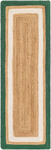 Natural Jute Green White Border Handmade <b>Runner</b> Rug For <b>Kitchen</b> Hallway Entryway Decor - Product Image 2