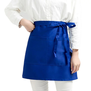 Delantal de algodón tejido para mujer, color coral, con cierre de lazo blanco, para uniforme de restaurante, camarero, barman, personal, artículo nuevo. - Product Image 5