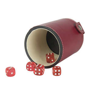 Copa de Dados de Cuero Grabada SALVA LEATHER, Duradera, para Casino, Bar, Entretenimiento Familiar, con 5 Dados - Product Image 4