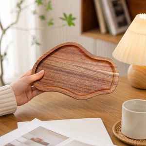 Modern Design Acacia Wood Handicraft Jewelry Serving <b>Tray</b> for Wedding Diwali Occasions Decorative <b>Candle</b> Display Bathroom - Product Image 2