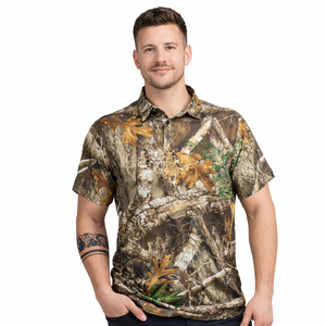 เสื้อโปโลลายพรางทหารผู้ชายผ้าฝ้ายแห้งเร็วสำหรับล่าสัตว์ เสื้อยืดแขนสั้นสำหรับกิจกรรมกลางแจ้ง - Product Image 1