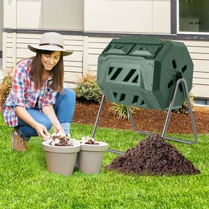 Compostiera Rotante a 360 Gradi con 2 Porte Scorrevoli per Aereazione del Compost e Decomposizione Efficiente - Product Image 2