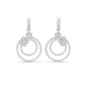 Boucles d'oreilles créoles Bali en argent sterling 925 avec zircon pavé effet diamant, bijoux de luxe pour femme - Product Image 1
