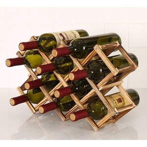 Porte-vin rectangulaire géométrique en teck en gros - Pièce d'art moderne faite à la main et écologique à bas prix - Product Image 4