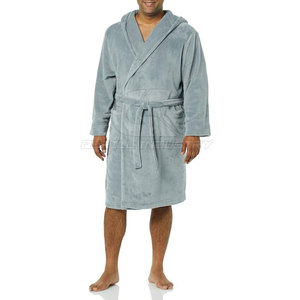 Peignoir en polaire doux et respirant pour homme, avec capuche et poches, idéal pour la maison, le salon, l'hôtel, le spa, la douche, l'hiver, à porter en intérieur, design à manches longues - Product Image 2