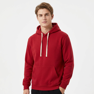 Sweat-shirt à capuche rouge pour homme avec imprimé manuel au dos, en coton molletonné, style décontracté, pour l'automne, fabrication au Bangladesh - Product Image 2