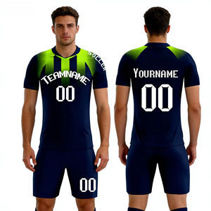 Camiseta Deportiva Personalizada de Secado Rápido para Hombre, Camisetas de Fútbol Personalizadas, Conjuntos de Camisetas de Fútbol Negras y Verdes para Niños - Product Image 1
