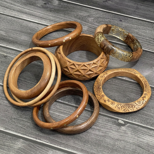 Pulseras de Madera Hechas a Mano, Clásicas, Unisex, Forma Redonda, Acabado Natural, Joyería de Moda - Product Image 3