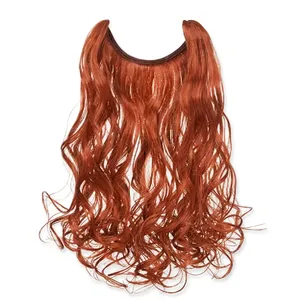 Perruque longue rougeâtre en U avec texture ondulée naturelle, cheveux indiens Remy, base en soie, double épaisseur, densité 100% - Product Image 6
