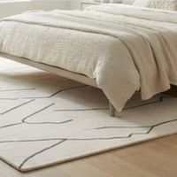 Tapis rectangulaire tendance moderne à motifs géométriques, en laine et polyester, tissage plat, avec envers antidérapant en caoutchouc, idéal pour le salon