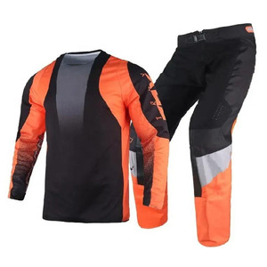 Men Full Sleeve Motorcycle Racing Jersey Pants Set Gray <b>Neon</b> Green Sublimation Print Quick Dry All Seasons - Product Image 2