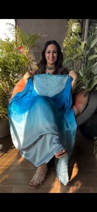 Kaftan sibori haut de gamme non cousu en pure soie modal, tissu de créateur tie-dye pour robe kaftan, matière pour femmes, fournisseur en gros - Product Image 2