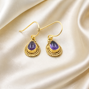 Natural Amethyst Teardrop <b>Dangle</b> <b>Earrings</b> 925 Sterling Silver Rose <b>Gold</b> & Yellow <b>Gold</b> Plated Vintage Handmade Jewelry for Women - Product Image 6