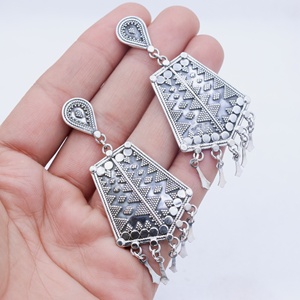 Antique Jumka 925 boucles d'oreilles en argent Sterling bijoux traditionnels en argent pour la vente en gros Boho géométrique femmes anniversaire IGI - Product Image 4