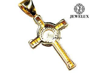 Pendentif Croix Iced Out Jewelux Plaqué Or 22K avec Strass en Cristal, Breloque Religieuse Unisexe Style Hip Hop d'Inde - Product Image 2