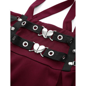 Jupe gothique PRO-GF pour femme - Mini-jupe trapèze avec boucle en forme de cœur, lacets et détails à œillets croisés - Product Image 3