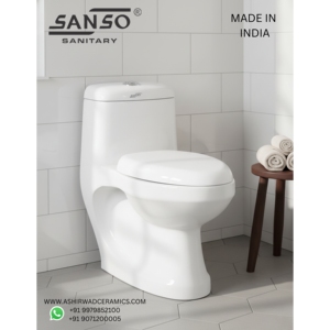 Inodoro de Cerámica de Una Pieza Sanso 101 con Tanque Oculto - Venta Directa de Fábrica de Artículos Sanitarios Ashirwad, India - Product Image 2