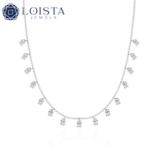 Pendentif solitaire en diamant de laboratoire de taille ovale certifié IGI en or blanc/jaune et rose 18 carats, collier de luxe pour femmes - Product Image 2