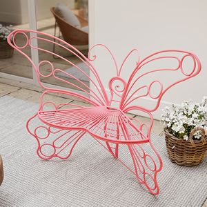 Panca a Farfalla in Ferro Robusto da 50 Pollici, Rosa, per Spazi Esterni, Veranda, Prato, Giardino, Cortile - Product Image 2