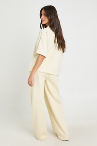 <b>Women</b> Cream Wide Leg Sweatpants High Waist Drawstring Casual Loose Fit <b>Lounge</b> <b>Trousers</b> Straight Leg Jogger Pants Wholesale Wear - Product Image 6