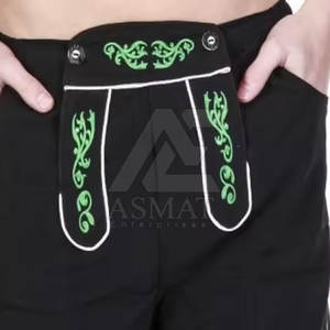 <b>Mens</b> Party Lederhosen Traditional <b>Leather</b> <b>Shorts</b> With Bavarian Style Embroidery Knee Length <b>Leather</b> <b>Shorts</b> - Product Image 3