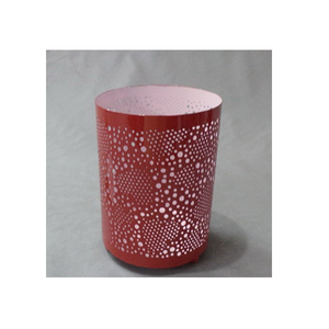 Élégant Porte-Bougie Décoratif en Fer Perforé, Finition Rose Rougeâtre Cylindrique, Motif Artistique Circulaire Découpé, Sans Plomb - Product Image 6