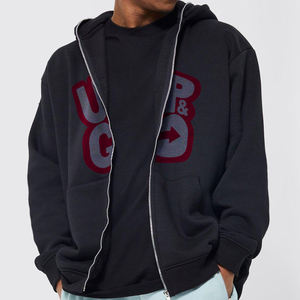 Nouveaux sweats à capuche pour hommes imprimés sur mesure, 100 % coton, teinture unie, respirants, écologiques, avec fermeture éclair, logo brodé, design automne - Product Image 5