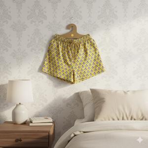 Shorts pour femmes, motif vintage, style bohème, taille élastique, motif floral, pur coton, tissu doux et aérien, vêtements de voyage, fabriqué en Inde - Product Image 3