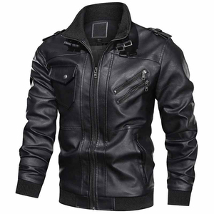 Veste en cuir tendance pour homme, fabrication pakistanaise, veste en cuir de haute qualité, couleur unie, veste de moto, vêtements d'automne - Product Image 1
