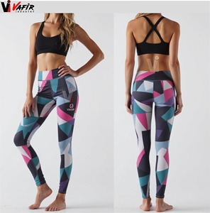 Custom Sublimated Knitted Mid Waist Stretch Breathable Compression High Quality Invisible <b>Pocket</b> Women's Yoga <b>Leggings</b> for Gym - Product Image 5