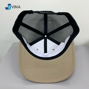 Casquette Trucker en Toile Kaki Haute Qualité avec Logo Personnalisé, Maille Noire Avant, 6 Panneaux, Réglable, Unisexe, Broderie, Quatre Saisons - Product Image 4