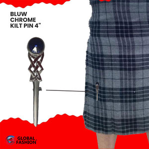 Nuevo Pin para Kilt con Espada Celta Escocesa Tradicional, Acabado Cromado, con Piedra (Azul) - Product Image 5