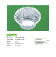 WB Einweg-Aluminiumfolienbehälter aus Zellstoff, 0,05 mm dick, für Muffins, Pudding, Backförmchen, lebensmittelecht, runde Eierkuchenform, silber