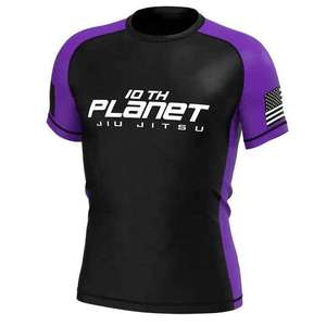 เสื้อรัดกล้ามเนื้อแขนสั้นสำหรับผู้ชายประสิทธิภาพสูงสำหรับบราซิลเลียนยิวยิตสู MMA ยิวยิตสู เสื้อกีฬาระบายอากาศได้ดีสำหรับการฝึกซ้อมในยิม - Product Image 1
