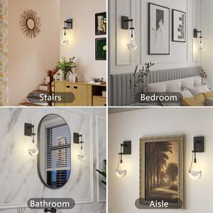 Modern Clear Glass <b>Wall</b> Lamps Black <b>Wall</b> Sconces for Living Room Hallway Reception <b>Desk</b> <b>Wall</b> Mounted Modern Lights - Product Image 4