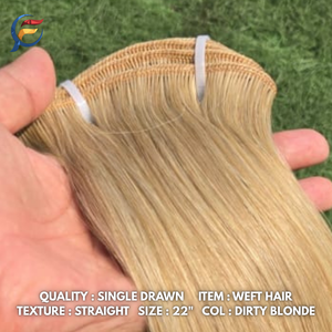 ผมแท้เกรดพรีเมียมสีบลอนด์หม่น 100% เรมี่อินเดียน  แบบเป็นมัด  จัดเรียงเกล็ดผม  ต่อผมแบบดับเบิ้ลเวฟท์  ต่อผมด้วยเครื่องจักร - Product Image 2