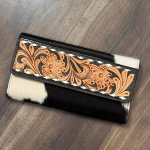 กระเป๋าคลัทช์หนังวัวแท้สำหรับผู้หญิงใส่บัตรได้หลายใบแบบพับสามทบสำหรับเดินทาง - Product Image 4