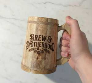 Tazas de madera hechas a mano de alta calidad y tazas de bebida con simulación de barril de madera, tazas dobles vikingas y para uso en bares artesanales - Product Image 2