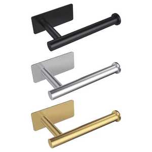 Self Adhesive Toilet Paper Holder Matte Black Silver Gold Stainless Steel Wall Mount Bathroom Tissue <b>Roll</b> <b>Rack</b> Accessories - Product Image 1