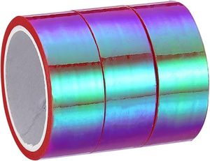 High Shine Rose Red Metallic Holographic Tape <b>Roll</b> Self Adhesive Mirror Foil Masking <b>Sticker</b> for Crafts Gift Wrapping Decoration - Product Image 1
