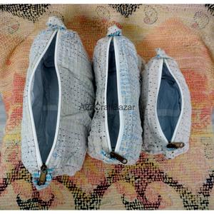 100% Pure Cotton Kantha Fabric Zipper Closure Boho Style Eco-Friendly Durable Lightweight Vintage Multi-Function Travel <b>Makeup</b> - Product Image 5