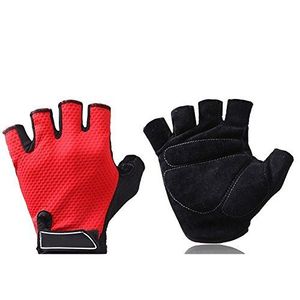 Half Finger Cycling <b>Gloves</b> Red <b>Black</b> Polyester Unisex Summer Pull-On Breathable <b>Mesh</b> Riding <b>Gloves</b> - Product Image 5