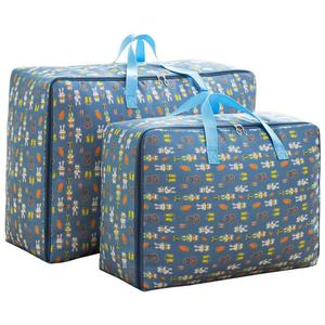 Navy Blue Cat Print Quilted Storage <b>Bag</b> Large Capacity Moving Tote - Product Image 3