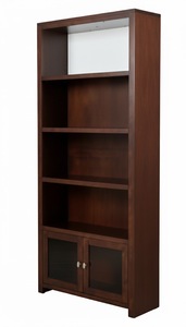Modern <b>Solid</b> <b>Wood</b> Adjustable <b>Bookcase</b> 1 Year Warranty Glass Door Vietnam Wooden Hot Selling P.D.T Brand Kona Coffee-Colored - Product Image 5