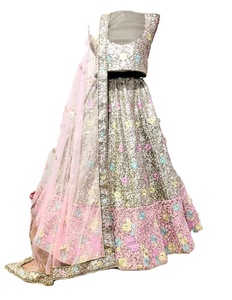 Tissu en soie à longue paillettes roses, épais, styliste indien, Lahenga Choli avec chemisier, tenue de fête, festival, saison, travail lehenga, - Product Image 1