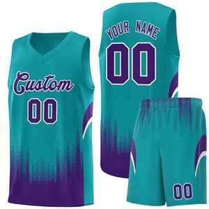 Ensemble de maillots de basket-ball noir et blanc dégradé, uniforme en maille sans manches à col en V sublimé, respirant, unisexe pour adultes - Product Image 2